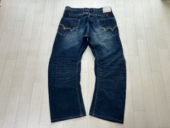 00s EDWIN デニムパンツ W30 フェード シンチバック 立体裁断 濃紺 