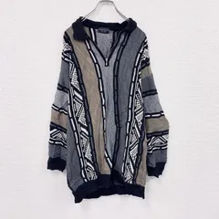 90s～　CLASSICAL CLOTHES COMPANY　COOGI風ニットセーター　3Dニット　ハーフジップニットセーター　総柄　マルチカラー　　古着【値引き交渉OK！】