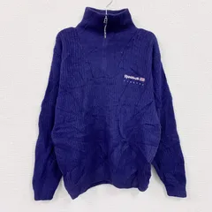 ～00s　Reebok　リーボック　ハーフジップウールニットセーター　ヴィンテージ　紺　ネイビー　Sサイズ　古着【値引き交渉OK！】のサムネイル