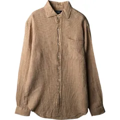 古着 ラルフローレン Ralph Lauren POLO by Ralph Lauren チェック柄 長袖 リネンシャツ メンズS相当/eaa637792