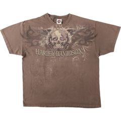 古着 00年代 ハーレーダビッドソン Harley-Davidson スカルウィング ドクロ柄 スカル柄 モーターサイクル バイクTシャツ USA製/eaa637598