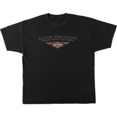 古着 00年代 ハーレーダビッドソン Harley-Davidson ウィング ピンナップガール モーターサイクル バイクTシャツ メンズXL相当/eaa637603
