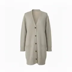 56e12【未使用保管品】 CHRISTIAN AUJARD クリスチャンオジャール カシミヤニットカーディガン ロングカーディガン サイズ9T ライトベージュ Cashmere100％ レディース 女性用u02tのサムネイル