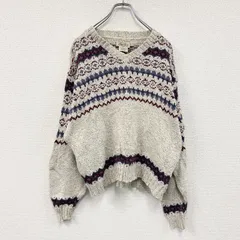 ～90s　St. John's Bay　セントジョンズベイ　コットンニットセーター　ヴィンテージ　マルチカラー　XLサイズ　古着【値引き交渉OK！】