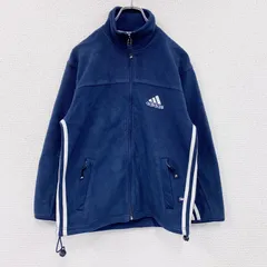 90s　adidas　アディダス　フリースジャケット/ボアジャケット　パフォーマンスロゴ　ヴィンテージ　紺　ネイビー　Mサイズ　古着【値引き交渉OK！】