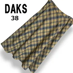DAKS ダックス タータンチェック フレアスカート ベージュ ネイビー ウール100% WOOLMARK ミディ丈 Aライン ハウスチェック サイドジップ 裏地付き ロンドン 上品 きれいめ エレガント 定番 レディース M【38】のサムネイル