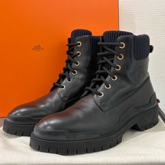 美品】エルメス HERMES Hermès レースアップブーツ ブラック 黒 42 