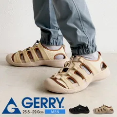 【新品】 gerry アウトドアサンダル 厚底 メンズ サンダル 通気性 アウトドア ストラップ ドローコード 防滑 滑りにくい 脱げにくい 男性用 歩きやすい カジュアル 夏用 靴 シューズ 黒 ブラック ベージュ ジェリー 6605のサムネイル