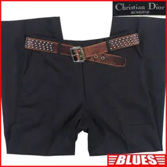 Christian Dior MONSIEUR クリスチャンディオール ムッシュ スラックス W30位 M ウール ストライプ 紺 ネイビー メンズ パンツ_ウエスト73cmから77cm一覧←SEULB屋着古← X8306のサムネイル
