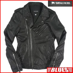 BUFFALO BOBS バッファローボブズ ライダースジャケット L 黒 ブラック 羊革 本革 ダブル メンズ レザージャケット バイク レザーライダースジャケット_サイズL一覧←SEULB屋着古← HS649  レザーライダースジャケット_サイズL一覧←Sのサムネイル