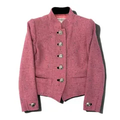 56e12 Yves Saint Laurent  イヴサンローラン vintage ツイードジャケット スタンドカラージャケット サイズ34 フランス製 ピンク ウール100％ レディース 女性用u02tのサムネイル