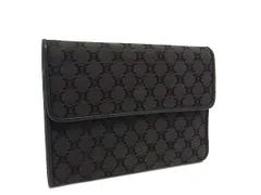CELINE セリーヌ 財布 マカダム 三つ折り財布 CE00/33 ダークブラウン系 キャンバス×レザー レディース