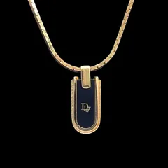 希少 Christian Dior クリスチャンディオール ネックレス CDロゴ U字型 ゴールド ブラック ヴィンテージ レディース