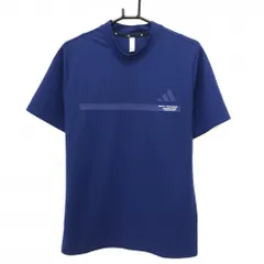 【超美品】アディダス Tシャツ ブルー 地模様 ロゴプリント  メンズ M ゴルフウェア adidas