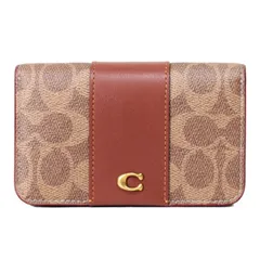 コーチ カードケース COACH コーティングキャンバス レザー シグネチャー エッセンシャル スリム カードケース 二つ折り コインケース パスケース 定期入れ 名刺入れ タンキャラメル CR542
