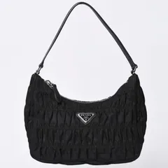 極美品 PRADA プラダ ホーボー ワンショルダーバッグ 1NE204 トライアングルロゴ 三角ロゴプレート ナイロン ブラック 中古 4a001931