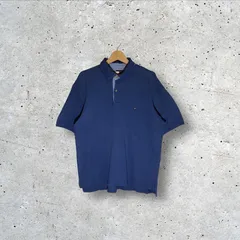 90年代/90’s ヴィンテージ TOMMY HILFIGER/トミーヒルフィガー 半袖ポロシャツ ワンポイント刺繡 オーバーサイズ ビッグシルエット Mexico製 Lサイズ ブルー