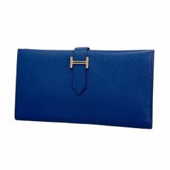 美品✨エルメス ベアン エバーカラー ロングウォレット ターコイズ □C