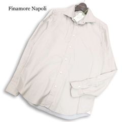 フィナモレ リネン 長袖シャツ ホワイト L カッタウェイ イタリア製