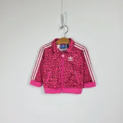 adidas ホットピンク レオパード トレーナー ジップアップ ジャケット キッズ 2歳 0512