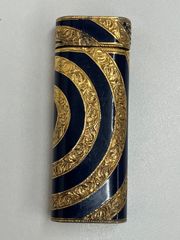 Cartier カルティエ ライターゴールド×ブルー彫刻デザイン高級ガス