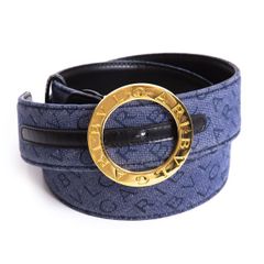 BVLGARI ダークブルー ベルト ロゴ デニム - メルカリ