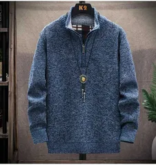 新品 ニットセーター メンズ 長袖 ニット セーター ファスナー 立ち襟 厚手 裏起毛 防寒 トップス 無地 カジュアル シンプル ファッション 春服 秋服 冬服 #neqxa