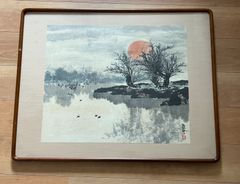 竹内栖鳳 昭和3年作 【 おぼろ月 】 大塚巧藝社 複製画 額装仕立て