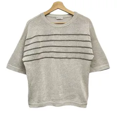 BRUNELLO CUCINELLI(ブルネロクチネリ) 半袖セーター サイズM レディース美品  - ベージュ×シルバー クルーネック/ニット/ボールチェーンのサムネイル
