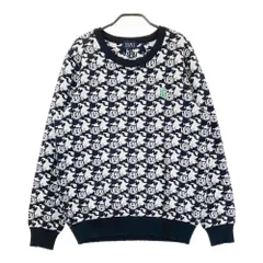 サイズ：5 PEARLY GATES パーリーゲイツ ×Felix ニットセーター フィリックス総柄 ネイビー系 [240101581922] ゴルフウェア メンズ ストスト サイズ：5 PEARLY GATES パーリーゲイツ ×Felix ニットセーター