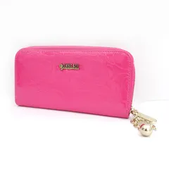 ANNA SUI / アナスイ ■ラウンド 長財布 ピンク シルバー エナメル 【財布/サイフ/ウォレット/wallet/コイン】 ブランド【中古】 