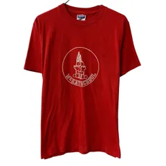 80s USA製 Hanes 半袖 プリントTシャツ L レッド ヘインズ プルオーバー 80年代 ビッグプリント コットンポリ カットソー 夏物 a805-5442のサムネイル