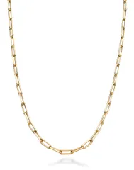 Miabella イタリアンソリッド925スターリングシルバー、18Kゴールドメッキ 2.5mm ペーパークリップリンクチェーンネックレス レディース メンズ イタリア製, Length 16 Inches (w [長さ16インチ(女性用チョーカーの長さ)。]