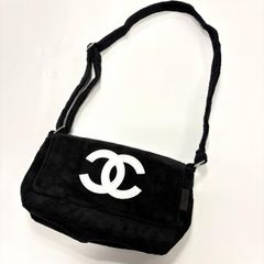 CHANEL ノベルティ CCロゴショルダーバッグ パイル生地 ブラック CHANEL ノベルティ CCロゴショルダーバッグ パイル生地 ブラック