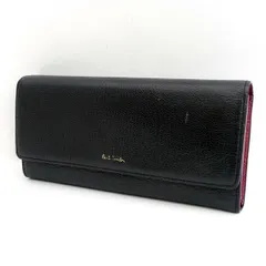 Paul Smith / ポールスミス ■フラップ 長財布 レザー ブラック ピンク 【財布/サイフ/ウォレット/wallet/コイン】 ブランド