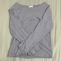 odd オフショルダー ルーズフィット 長袖 Tシャツ グレー エイブリー ジグザグ