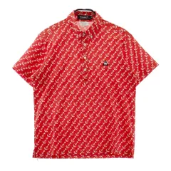サイズ：M LE COQ GOLF ルコックゴルフ  ボタンダウン 半袖ポロシャツ 総柄 レッド系 [240101684364] ゴルフウェア メンズ ストスト