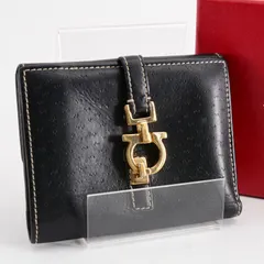 Salvatore Ferragamo サルヴァトーレ フェラガモ W-Hook Bi-fold Wallet Wホック 二つ折り財布 レザー ブラック 黒 メンズ男性 ガンチーニ金具のサムネイル