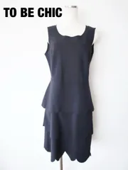 TO BE CHIC　トゥービーシック　スカラップヘムノースリーブワンピース　Lサイズ　４２　ブラック　上品　綺麗め　おしゃれ　送料込み　6466863のサムネイル