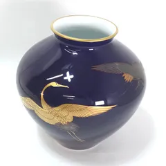 香蘭社 / コウランシャ ◆【花器】香蘭社/瑠璃金銀彩 翔鶴 花瓶 華道具 インテリア 有田焼 ギフト【中古】 