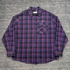 OFF-WHITE 20AW ARROW PATCHED FLANNNEL CHECK OVERSIZED SHIRT OMGA098R20G71021 S オフホワイト アローパッチ フランネル オーバーサイズ パープル ■のサムネイル
