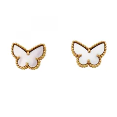 ★SALE【6jdb0599】ヴァンクリーフ＆アーペル ピアス スウィート アルハンブラ パピヨン K18YG イエローゴールド マザーオブパール【中古】レディース