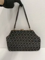 【中古品】ビーズバッグ ハンドバッグ 和装 昭和レトロ がま口ハンドバッグ　レディース　現状品