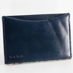 Paul Smith ポールスミス Pass Case パスケース ネイビー マルチストライプ レザー メンズ 男性