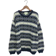 EDDIE BAUER エディーバウアー 総柄ニット サイズ:XL 00s コットン   ネイビー メンズ / 240001188010