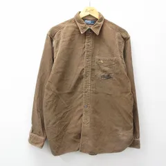 XL/古着 ラルフローレン 長袖 ブランド シャツ メンズ 90年代 90s ワンポイントロゴ 鳥 コーデュロイ コットン 茶 26apr14のサムネイル
