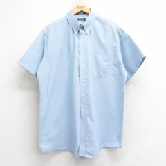 XL/古着 半袖 シャツ メンズ 00年代 00s オックスフォード 大きいサイズ ロング丈 ボタンダウン 薄紺 26apr14