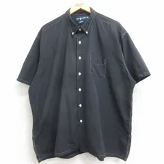 XL/古着 ラルフローレン 半袖 ブランド シャツ メンズ 90年代 90s ワンポイントロゴ GREGGOR 大きいサイズ コットン ボタンダウン 黒 チェック 26apr14