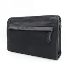 BURBERRY / バーバリー ■チェック　セカンドバッグ　クラッチ　キャンバスレザー　ブラック 【バッグ/バック/BAG/鞄/カバン】 ブランド【中古】 