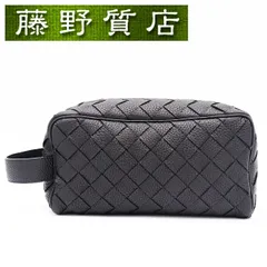 （美品）ボッテガヴェネタ BOTTEGA VENETA イントレチャート トラベルポーチ ブラック 黒 シルバー金具 729295 V5I50 8803 メンズ ポーチ ブランド クラッチバッグ ハンドル付きポーチ 8431のサムネイル